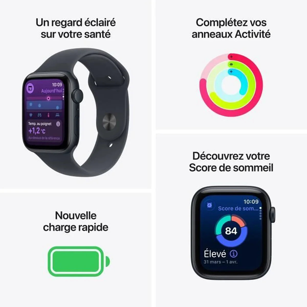 Apple Watch SE 3 GPS 40mm Boitier en Aluminium Lumiere Stellaire avec Bracelet Sport Lumiere Stellaire S/M
