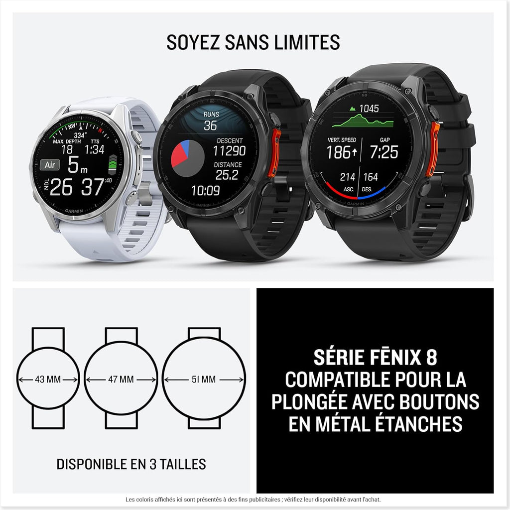 Garmin fēnix® 8 AMOLED 3,3 cm (1.3") 43 51 mm 416 x 416 pixels Wifi GPS (satellite)