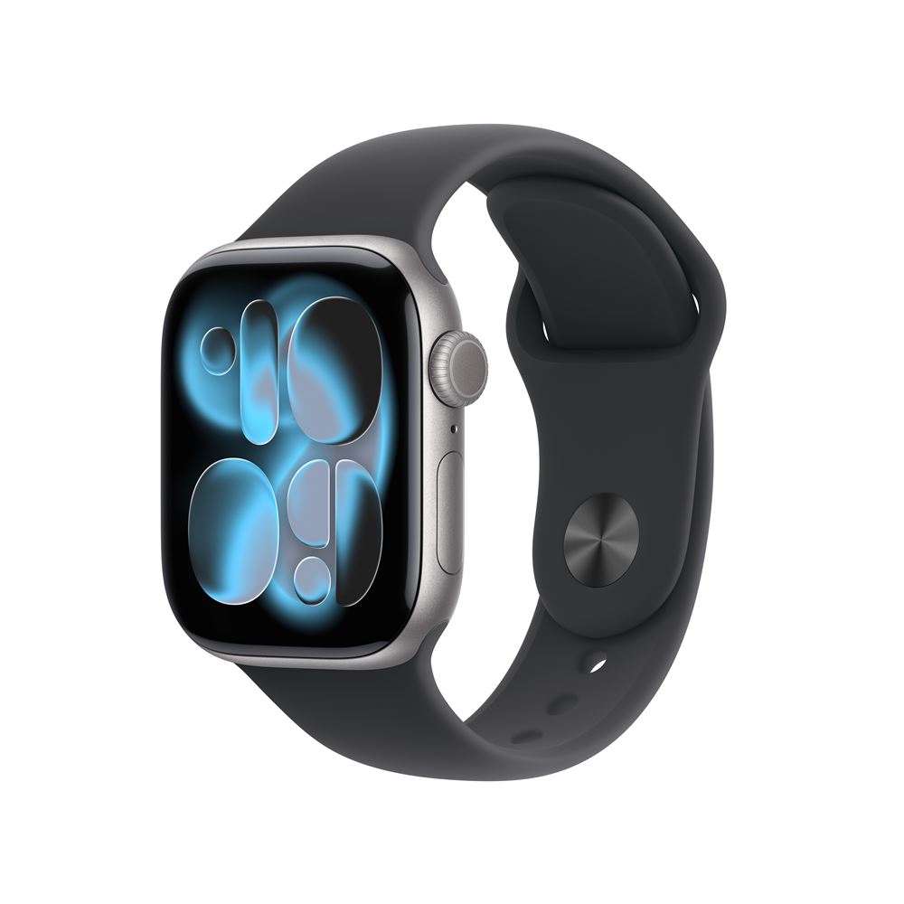 Apple Watch Series 11 GPS 42mm Boitier en Aluminium Noir de Jais avec Bracelet Sport - S/M