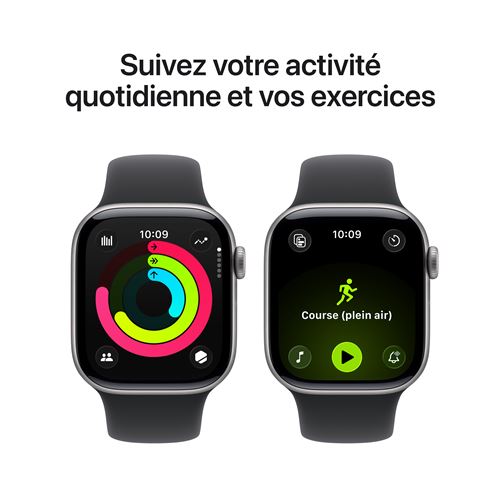 Apple Watch Series 11 GPS 42mm Boitier en Aluminium Noir de Jais avec Bracelet Sport - S/M