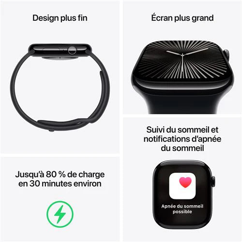Apple Watch Series 10 GPS + Cellular 46mm Boîtier en Titane Ardoise avec Bracelet Sport Noir S/M
