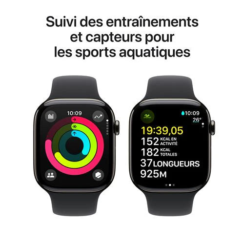 Apple Watch Series 10 GPS + Cellular 46mm Boîtier en Titane Ardoise avec Bracelet Sport Noir S/M