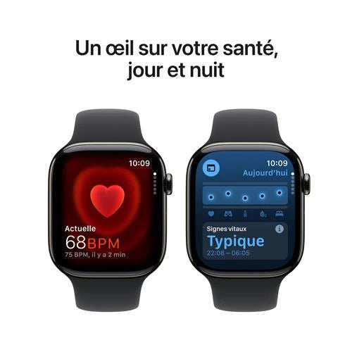 Apple Watch Series 10 GPS + Cellular 46mm Boîtier en Titane Ardoise avec Bracelet Sport Noir S/M
