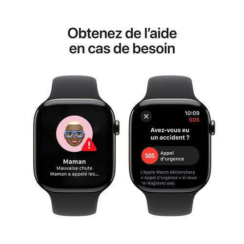 Apple Watch Series 10 GPS + Cellular 46mm Boîtier en Titane Ardoise avec Bracelet Sport Noir S/M