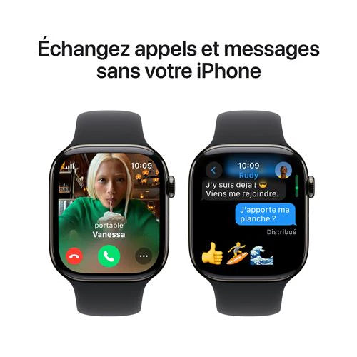 Apple Watch Series 10 GPS + Cellular 46mm Boîtier en Titane Ardoise avec Bracelet Sport Noir S/M