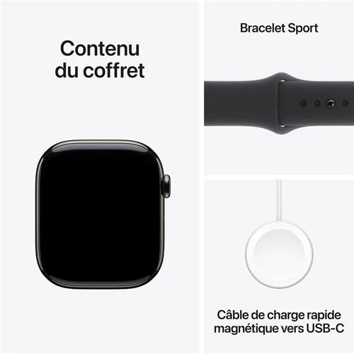 Apple Watch Series 10 GPS + Cellular 46mm Boîtier en Titane Ardoise avec Bracelet Sport Noir S/M