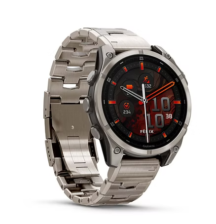 Garmin fēnix® 8 AMOLED 3,56 cm (1.4") 47 mm 454 x 454 pixels Wifi GPS (satellite) Titane
